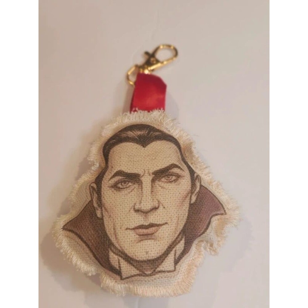 Vintage Dracula Vampire Halloween Printed Bag Charm Keyring